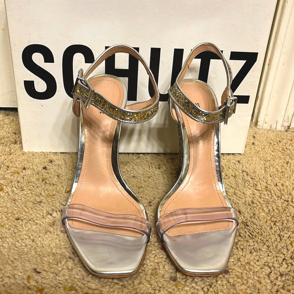 Schutz silver glitter heels 8.5